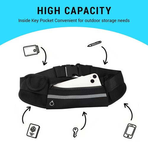 OQXEJPHFN 2 Pcs Running Belt With Water Bottle Holder, Slim Hydration Belt, Waist Pouch Bag For Workout(Black,Blue)