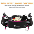 Number-one Running Belt with Water Bottles(2 x 175ML), Hydration Belt Waterproof Waist Pack Bag Fits iPhones Adjustable Sports Waist Pouch for Marathon Running Hiking Cycling, Rose Red