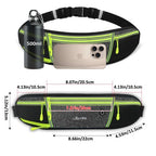 QEWORANE Running Belt for Women & Men Water Resistant Fitness Waist Pack with Phone Pocket & Water Bottle Holder Adjustable Reflective Jogging Belt for Running, Hiking, Gym (Gray Black)