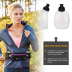 Number-one Running Belt with Water Bottles(2 x 175ML), Hydration Belt Waterproof Waist Pack Bag Fits iPhones Adjustable Sports Waist Pouch for Marathon Running Hiking Cycling, Purple