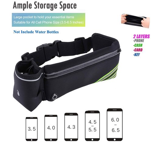 Waterproof Running Belt Water Bottle Waist Pack,Sport Pouch Fanny Pack for Men Women Runners Waist Bag,Hybration Workout Running Phone Holder for iPhone 15 14 13 12 11 Pro Max Xs Xr X 8 7 Plus Galaxy