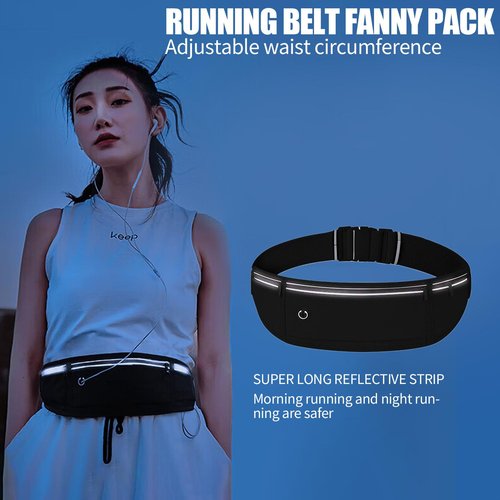 Slim Running Belt Fanny Pack Running Waist Pack for Women & Men,Running Phone Holder Waterproof Running Waist Pack,Running Gear Accessories for Running Walking Cycling Camping Gym (Black)
