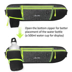 QEWORANE Running Belt for Women & Men Water Resistant Fitness Waist Pack with Phone Pocket & Water Bottle Holder Adjustable Reflective Jogging Belt for Running, Hiking, Gym (Gray Black)