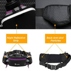 Number-one Running Belt with Water Bottles(2 x 175ML), Hydration Belt Waterproof Waist Pack Bag Fits iPhones Adjustable Sports Waist Pouch for Marathon Running Hiking Cycling, Purple