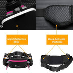Number-one Running Belt with Water Bottles(2 x 175ML), Hydration Belt Waterproof Waist Pack Bag Fits iPhones Adjustable Sports Waist Pouch for Marathon Running Hiking Cycling, Rose Red
