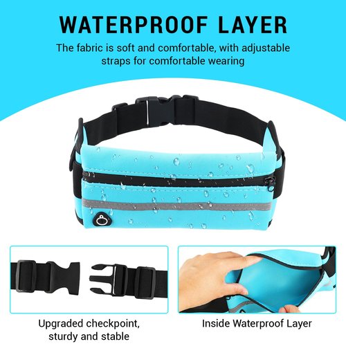 OQXEJPHFN 2 Pcs Running Belt With Water Bottle Holder, Slim Hydration Belt, Waist Pouch Bag For Workout(Black,Blue)