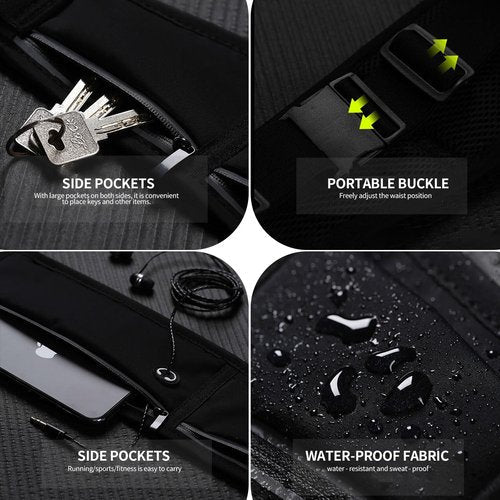 Slim Running Belt Fanny Pack Running Waist Pack for Women & Men,Running Phone Holder Waterproof Running Waist Pack,Running Gear Accessories for Running Walking Cycling Camping Gym (Black)