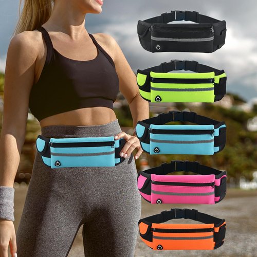 Slim Running Belt Fanny Pack, Exercise Waist Pack Runners Bag Money Belt Phone Holder for Running Hiking Cycling Workout, Blue