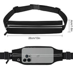 Slim Running Belt For Men and Women Waist Fanny Pack Phone Holder Pouch Bag Reflective Zipper Pocket Workout Cycling Fitness
