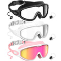 NSSIW Swim Goggles, Anti-Fog UV 180°Clear View Swimming Goggles, 3 Pack Goggles Swimming Adult Men Women Youth