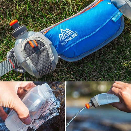 AONIJIE Running Hydration Belt with 2 Water Bottles, Waterproof & Bounce-Free Waist Pouch for Runners, Fanny Pack Fit 6.8 Inches Phones for Jogging, Cycling, Climbing and Hiking (Rose)