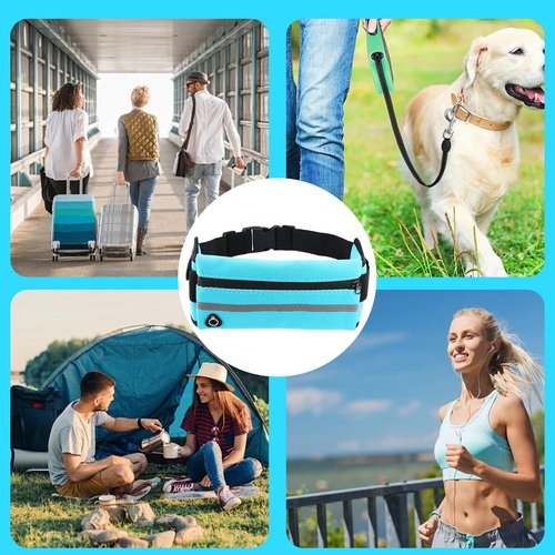 OQXEJPHFN 2 Pcs Running Belt With Water Bottle Holder, Slim Hydration Belt, Waist Pouch Bag For Workout(Black,Blue)