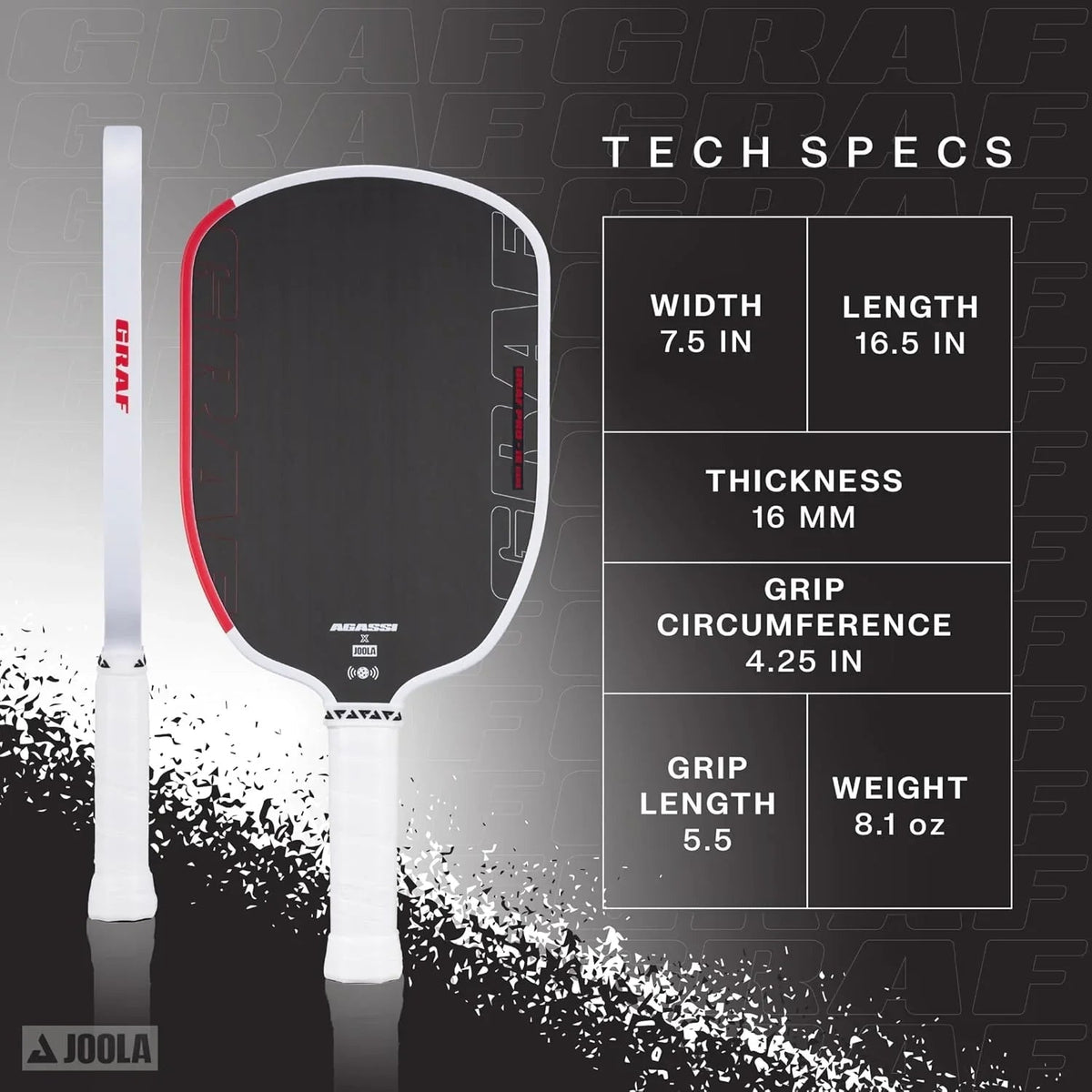 JOOLA Graf Pro 16mm Pickleball Paddle