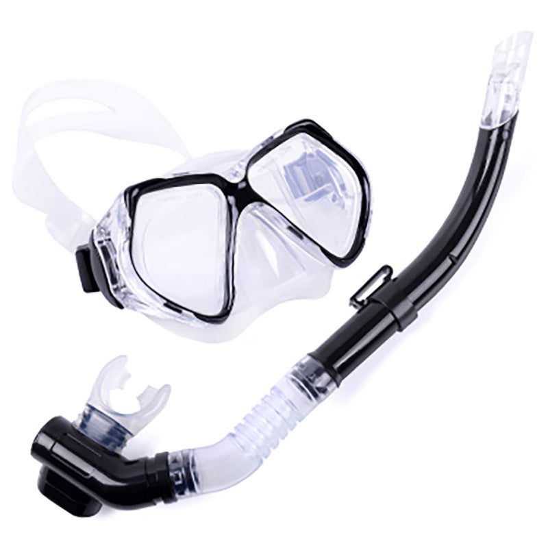 Large View Mask Tempered Glass Diving Mask Suit Snorkeling Silicone Mouthpiece Breathing Tube Equipment Double Drainage